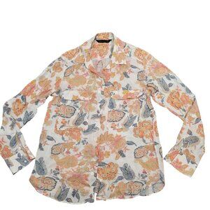 Zara Woman Floral Long Sleeve Button-Up Womens Shirt blouse size S